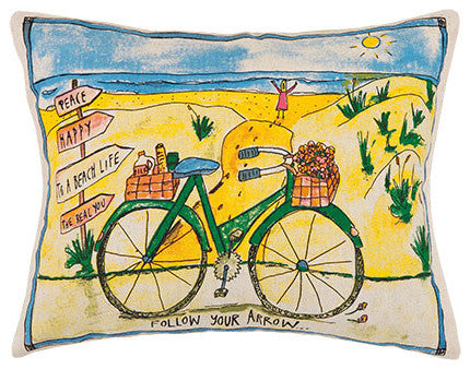 Follow Your Beach Arrow Decorative Pillow