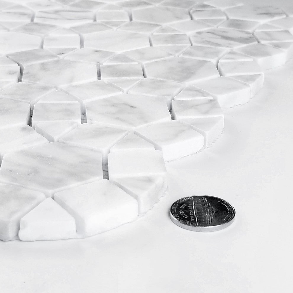 Marble 12"x12" Marble Ring Waterjet Mosaic Tile,Calacatta White, Piece