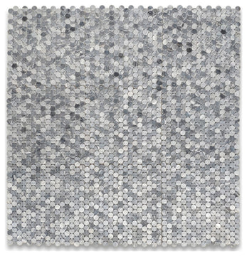 Penny Round Bardiglio Gray Italian Marble 3/4 inch Mosaic Tile Honed, 1 sheet