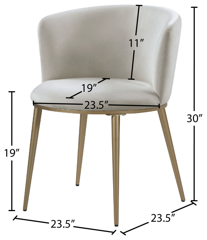 Skylar Dining Chair, Set of 2, Cream Velvet, Brushed Gold Iron Legs