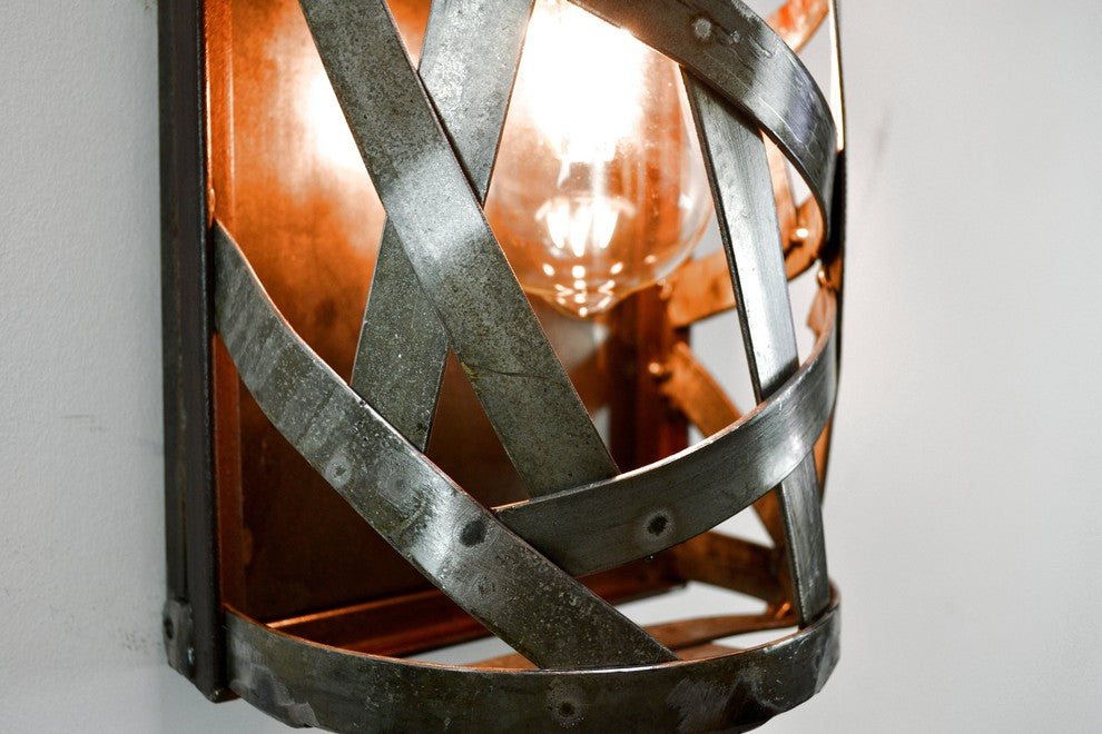 Wine Barrel Ring Wall Sconce or Vanity Light - Dobar - Made from CA wine barrels