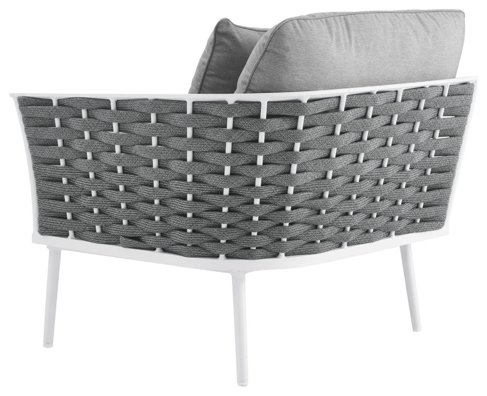 Lounge Chair, White Gray, Aluminum, Modern, Outdoor Patio Hospitality