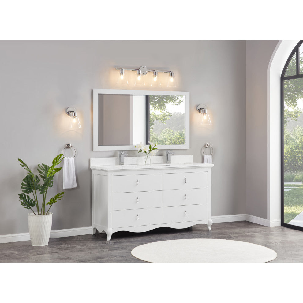 Legion Furniture WS2512 Series Bathroom Sink Vanity, White, 60", Artificial Stone Top, Double Sink