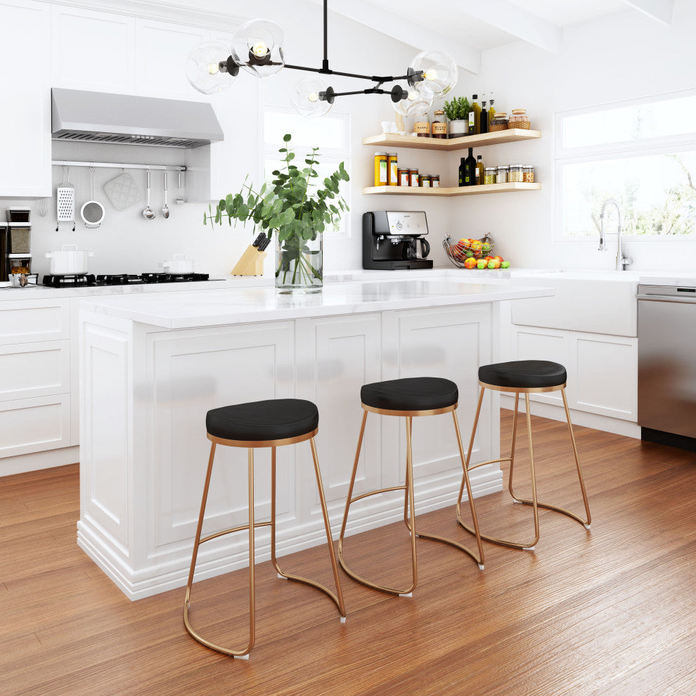 Bree Counter Stool, Set of 2 Black/Gold
