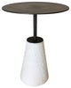Alfie Pedestal Side Table, White and Black
