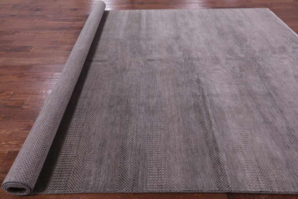 9' 0" X 12' 3" Gabbeh Savannah Grass Handmade Wool and Silk Rug Q6731