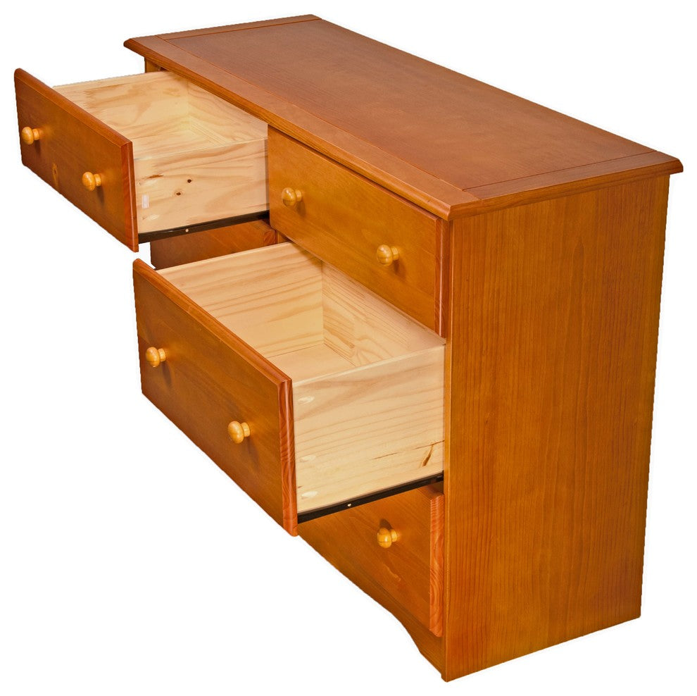 100% Solid Wood Double Dresser, Honey Pine