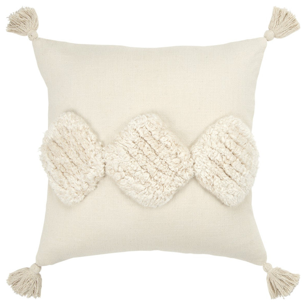 Beige Textured Diamond Trio Throw Pillow