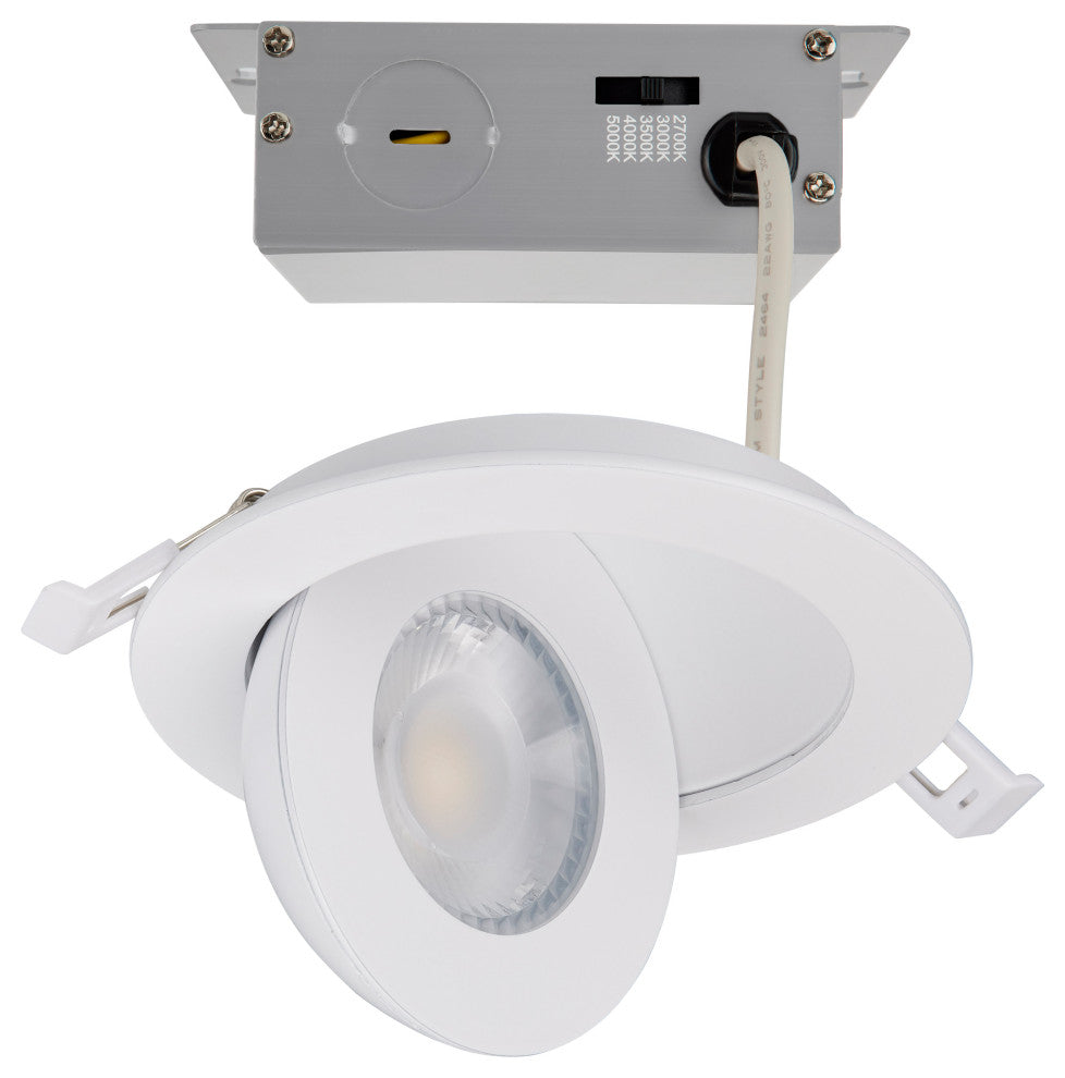 9 Watt - CCT Selectable - LED Direct Wire Downlight - Gimbaled - 4 Inch Round