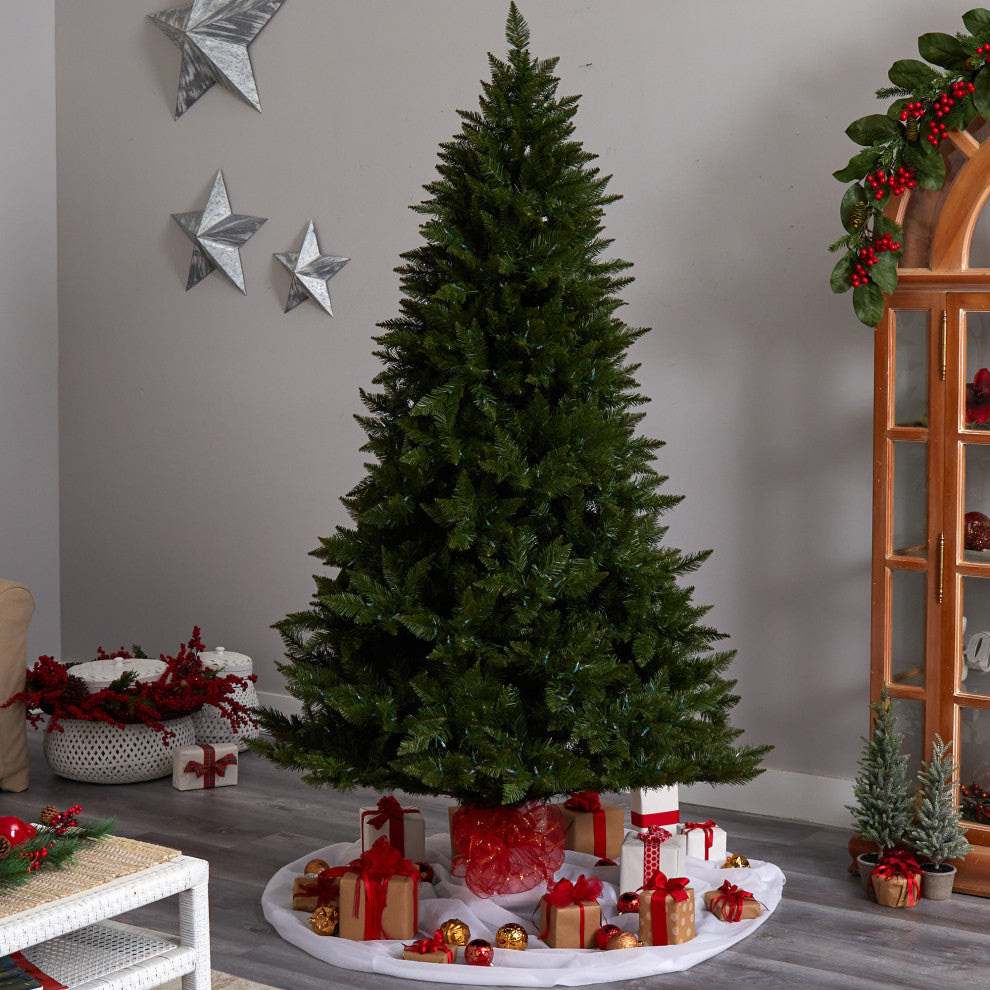 7.5' Vermont Spruce Faux Xmas Tree W/650 Color Changing  &1336 Bendable Branches