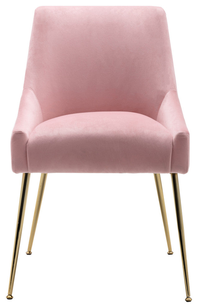 WestinTrends Upholstered Velvet Glam Accent Chair w/ Gold Metal Legs, Pink