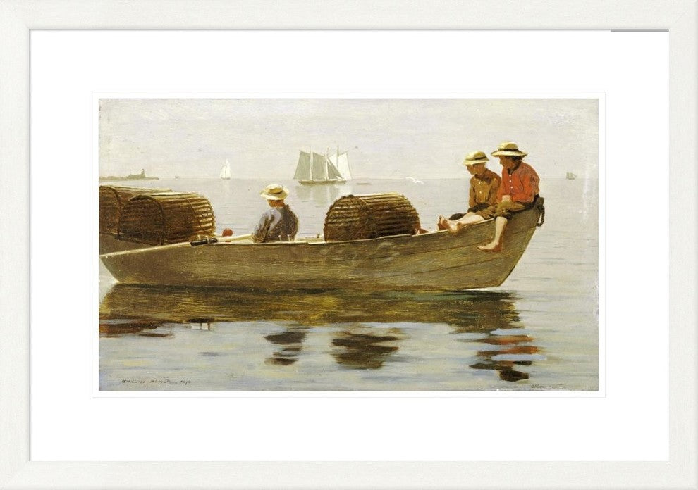"Three Boys In a Dory" Framed Digital Print by Winslow Homer, 31x21"