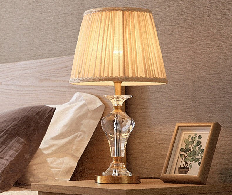 Lausanne | Exquisite Crystal Table Lamp with Fabric Shades, Color A