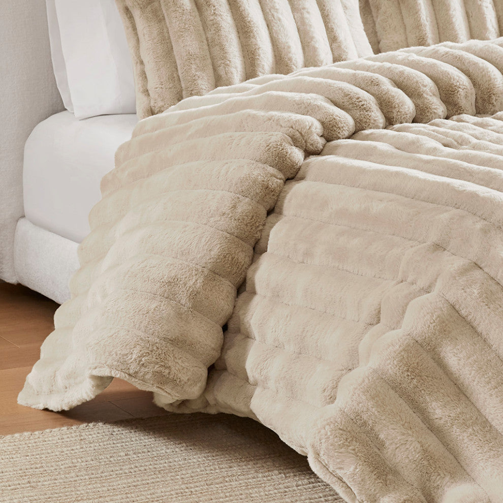 Madison Park Jasmine Ultrasoft Faux Fur Ribbed Comforter Set