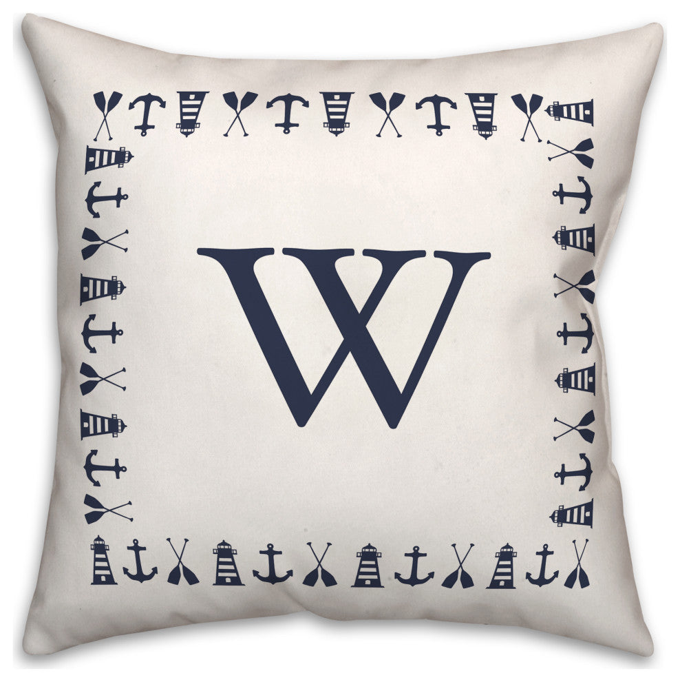 Nautical Monogram - W 18x18 Indoor / Outdoor Pillow