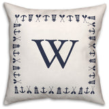 Nautical Monogram - W 18x18 Indoor / Outdoor Pillow