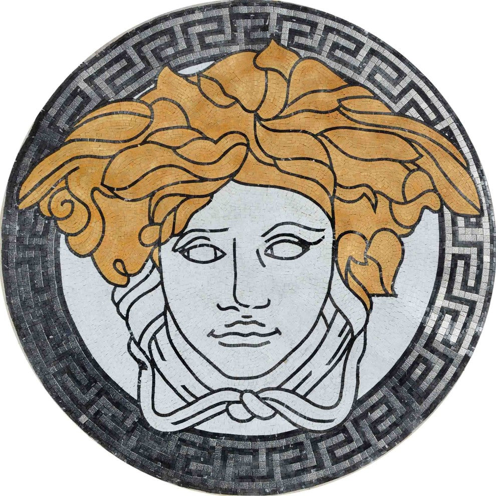 Marble-Metallic Medallion, Versace ||, 35"x35"