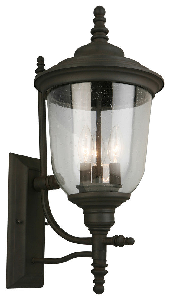 Eglo 3x60w Outdoor Wall Light W/ Matte Bronze Finish And Clear Seeded Glass - 20