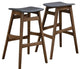 Mid-Century Modern Angled Walnut Wood Bar Stools Set of 2