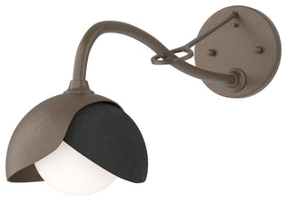 Brooklyn 1-Light Double Shade Sconce, Bronze, Black, Opal Glass