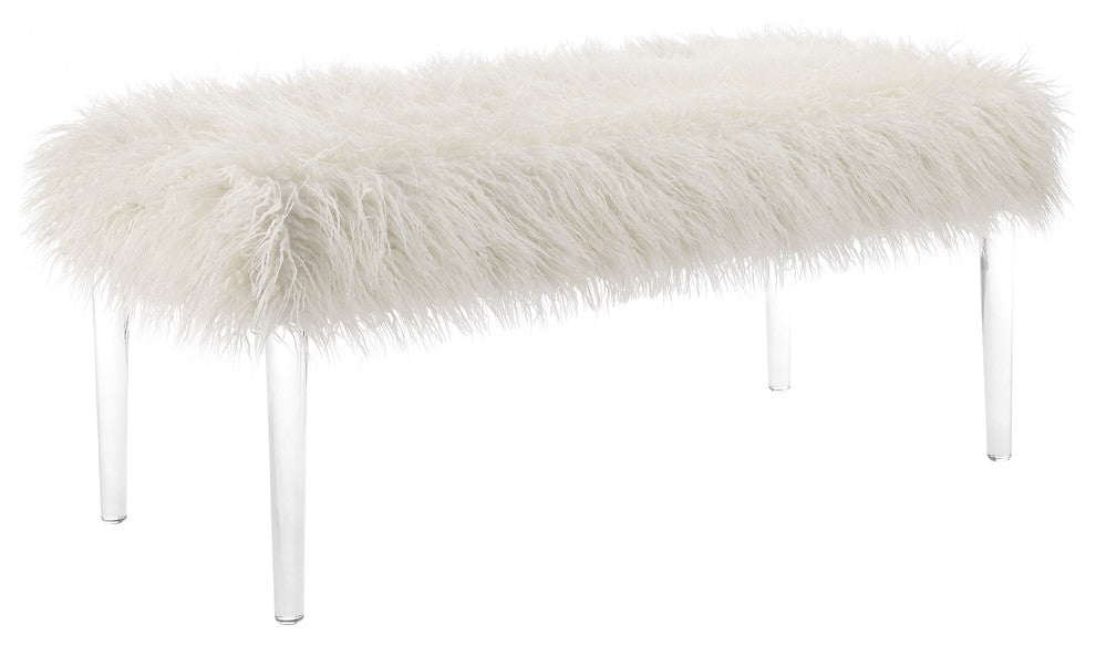 Linon Faux Flokati Acrylic Leg Bench