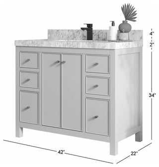 Chicago 42" Single Sink Bathroom Vanity, Black 2" Calacatta Sienna Quartz