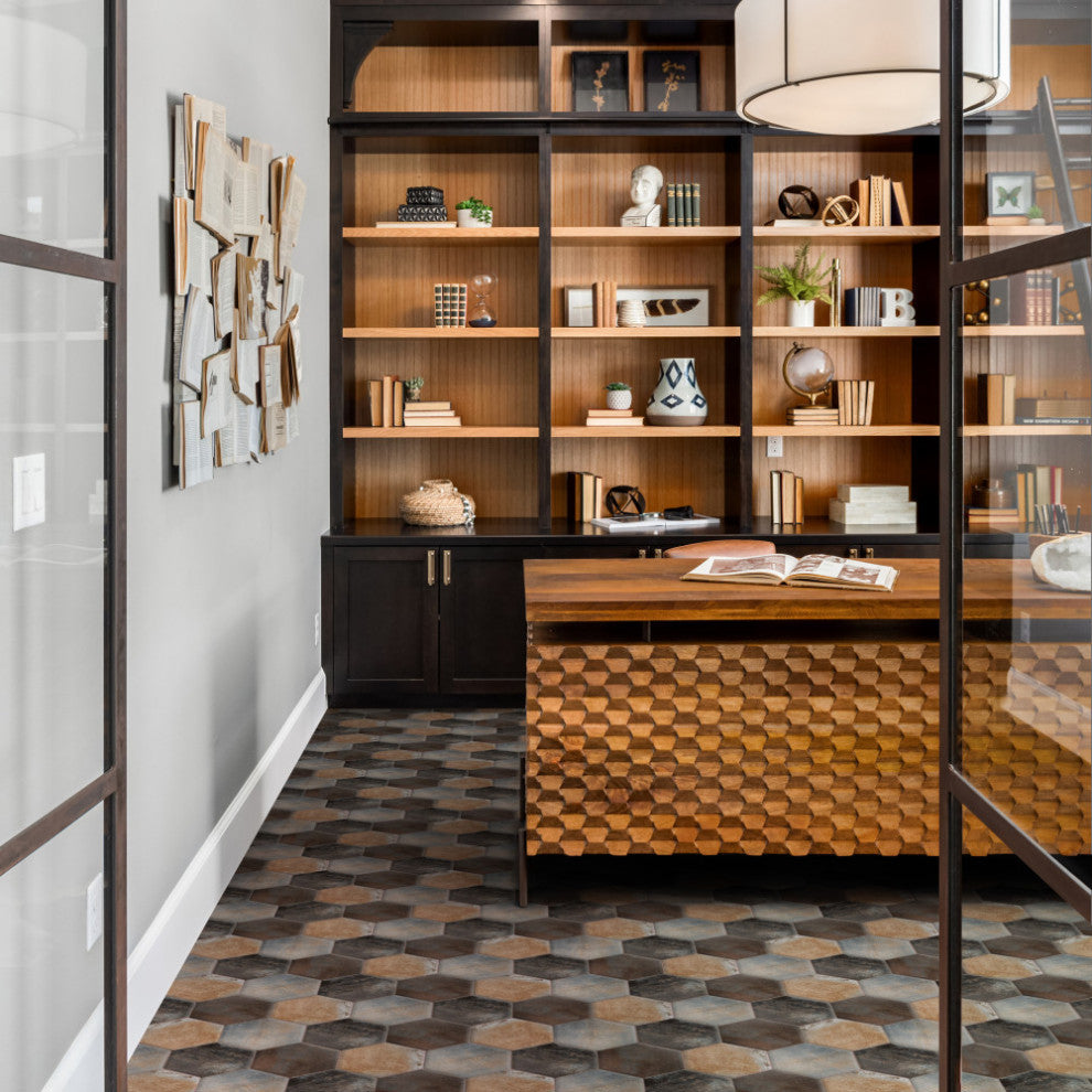 Industrial Hex Multi Mix Porcelain Floor and Wall Tile Sample