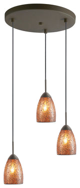 Venezia Mini Pendant, Bronze, Mosaic Amber, 3-Light, 11"D