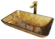Donatello 22"L x 14"W Glass Vessel Sink and Norfolk 11"H Faucet Set