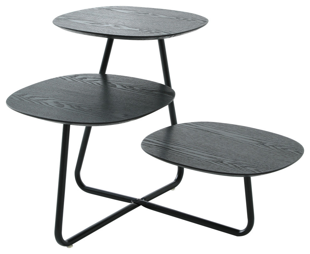 LeisureMod Hazelton End Table Manufactured Wood Top and Steel Base, Black