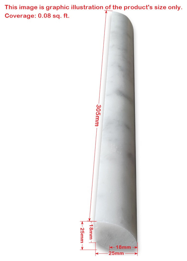 Calacatta Gold Marble Round Covering Edge Pencil Liner Trim Molding, 1 piece