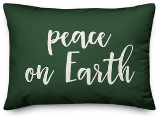 Peace On Earth, Dark Green 14x20 Lumbar Pillow
