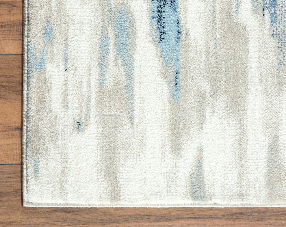 Abani Porto PRT140B Contemporary Blue and Beige Abstract Area Rug