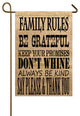 Family Rules Burlap Garden Flag