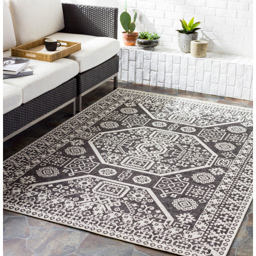 Surya Eagean EAG-2359 2'7"x12' Rug, Black/White/Medium Gray