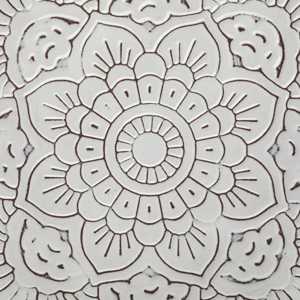 Miranda Grey Stamped Metal Lotus Flower Wall Decor, Set of 2