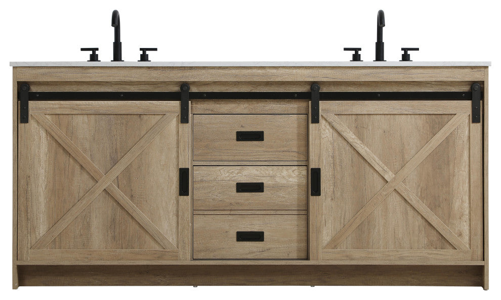 Home Living 72" Double Bathroom Vanity, Natural Oak