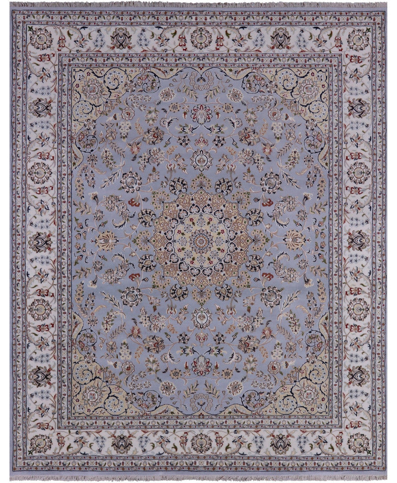 8' 1" X 10' 2" Persian Nain Wool & Silk Hand Knotted Rug - Q14728