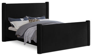 Elias Upholstered Bed, Black, Full, Velvet