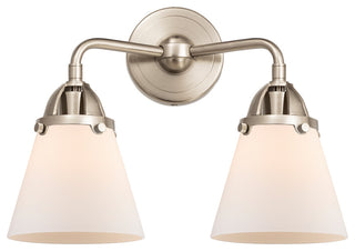 Small Cone Bath Vanity Light, Brushed Satin Nickel, Matte White, Matte White