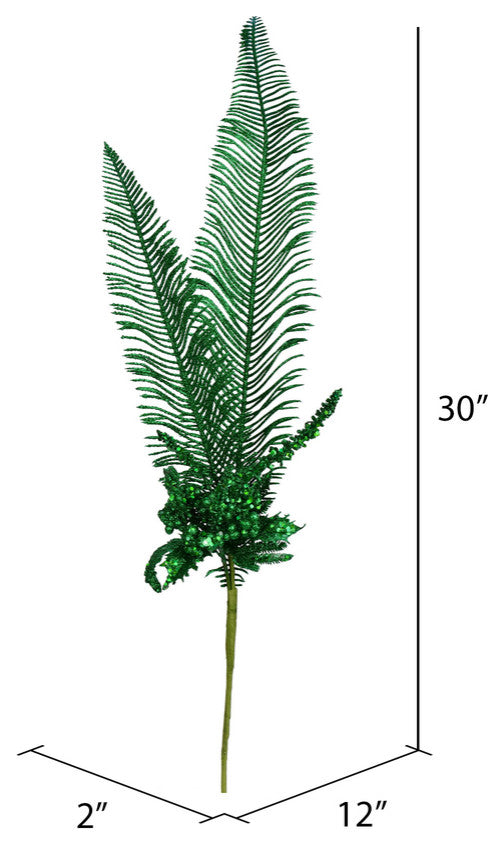 Glitter Fern Berry Artificial Christmas Spray , Green, 30"