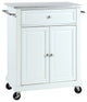 Crosley Furniture Wood Portable Kitchen Cart in White and Silver