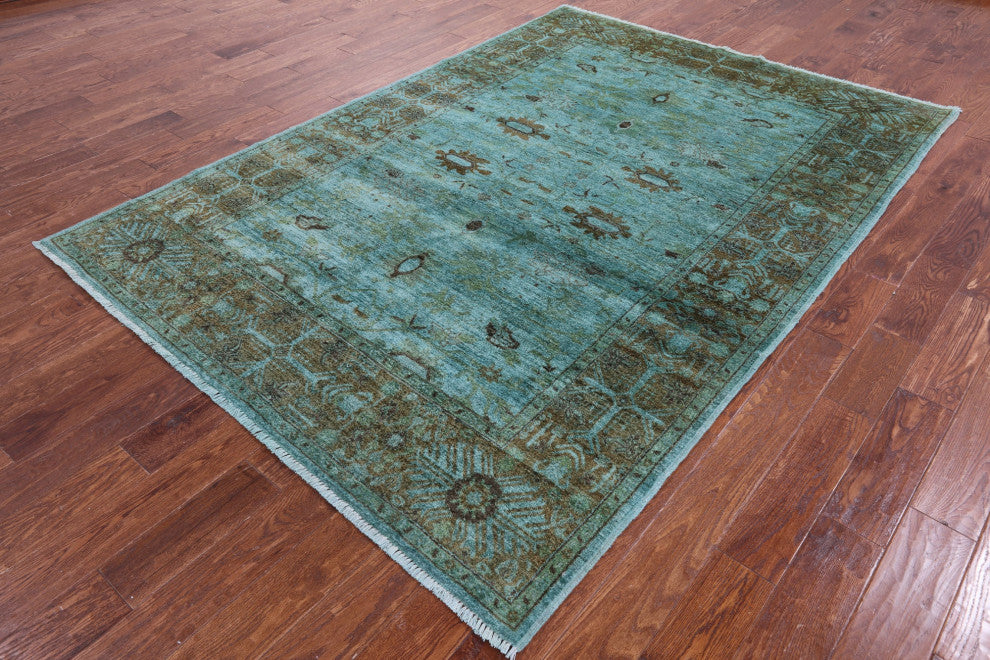 6' 3" X 8' 10" Full Pile Overdyed Hand Knotted Wool Rug - WR1201