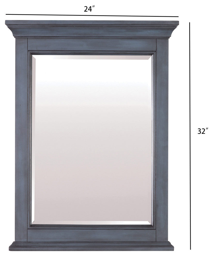 Framed Wall Mounted Bathroom Mirror, Blue Grey;, 24" X 32";