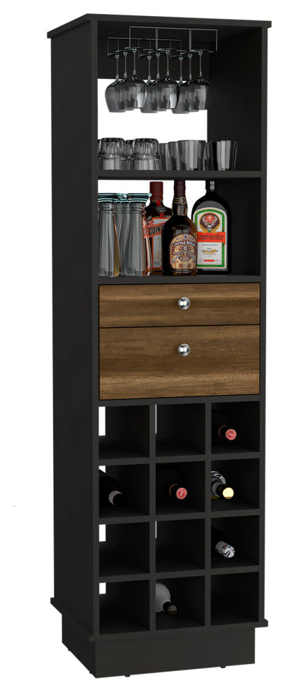 DEPOT E-SHOP Zircon Bar Cabinet, Black/Walnut