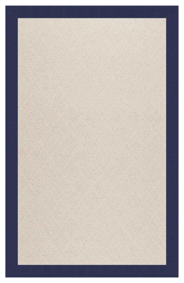 Zoe-White Wicker Machine Tufted Rectangle Rug, Navy, 5''x8''