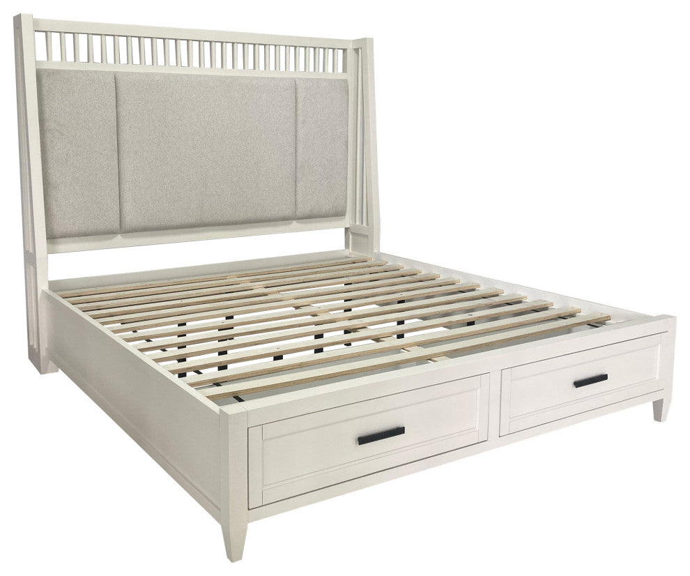 Queen Shelter Bed 2 Nightstands and Dresser With Mirror, Queen