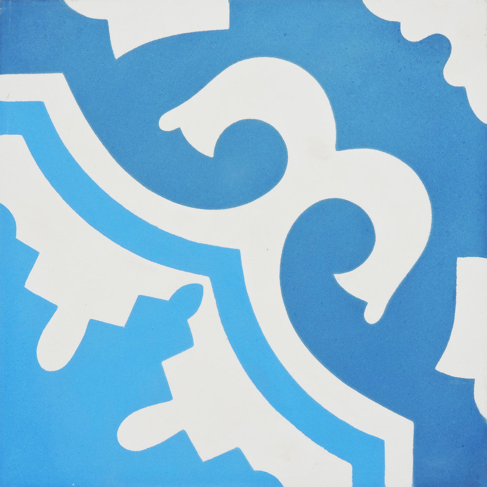8"x8" Tanger Handmade Cement Tile, Blue/Light Blue, Set of 12