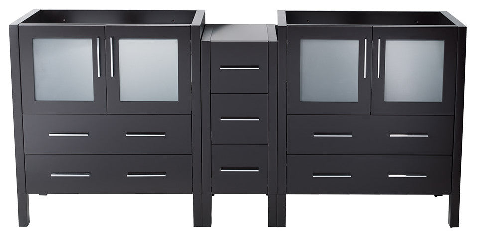 Torino 83"-84" Double Bathroom Cabinet, Espresso, Without Top and Sinks