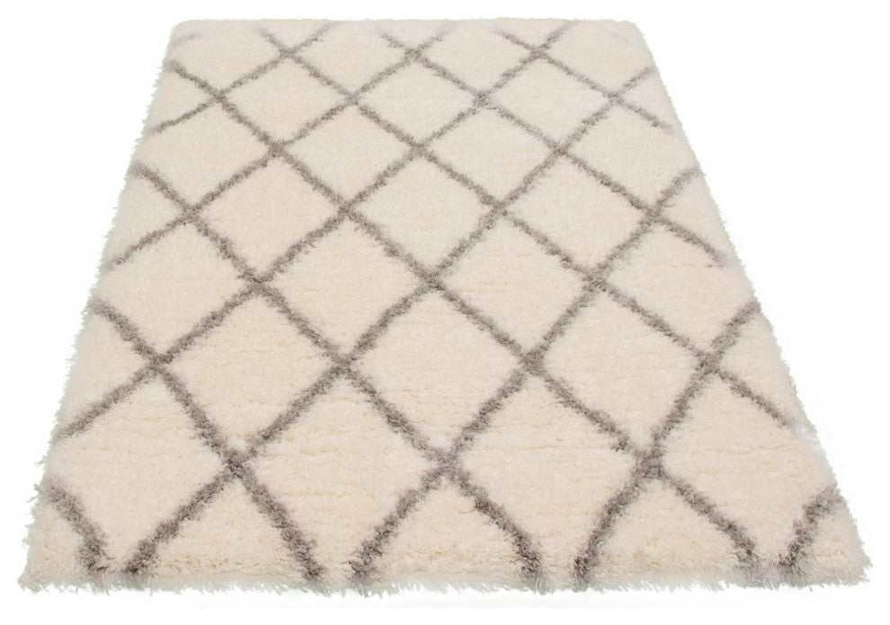 eCarpetGallery Shag Area Rug, Ivory, 6'7" x 9'6"